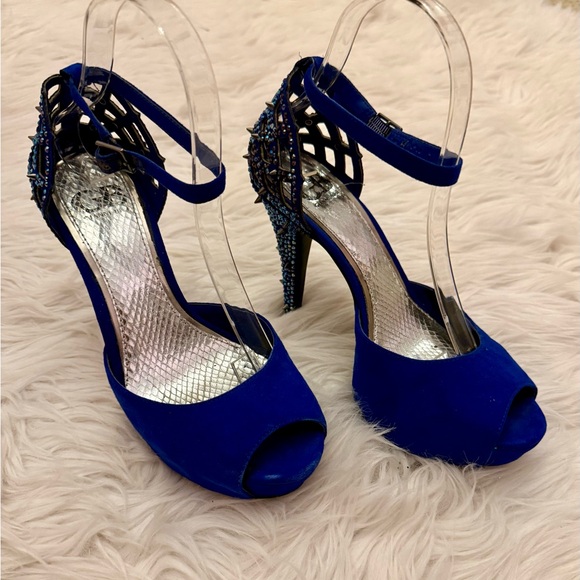 Gianni Bini Royal Blue Peep-Toe Heels - Picture 1 of 6